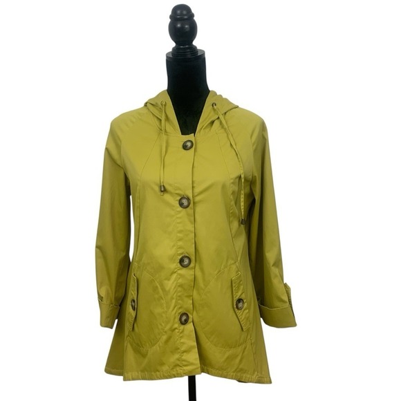 For Cynthia Jackets & Blazers - For Cynthia‎ Women's Mustard Hoodie Jacket Yellow Swing Sailor Trench Rain Coat